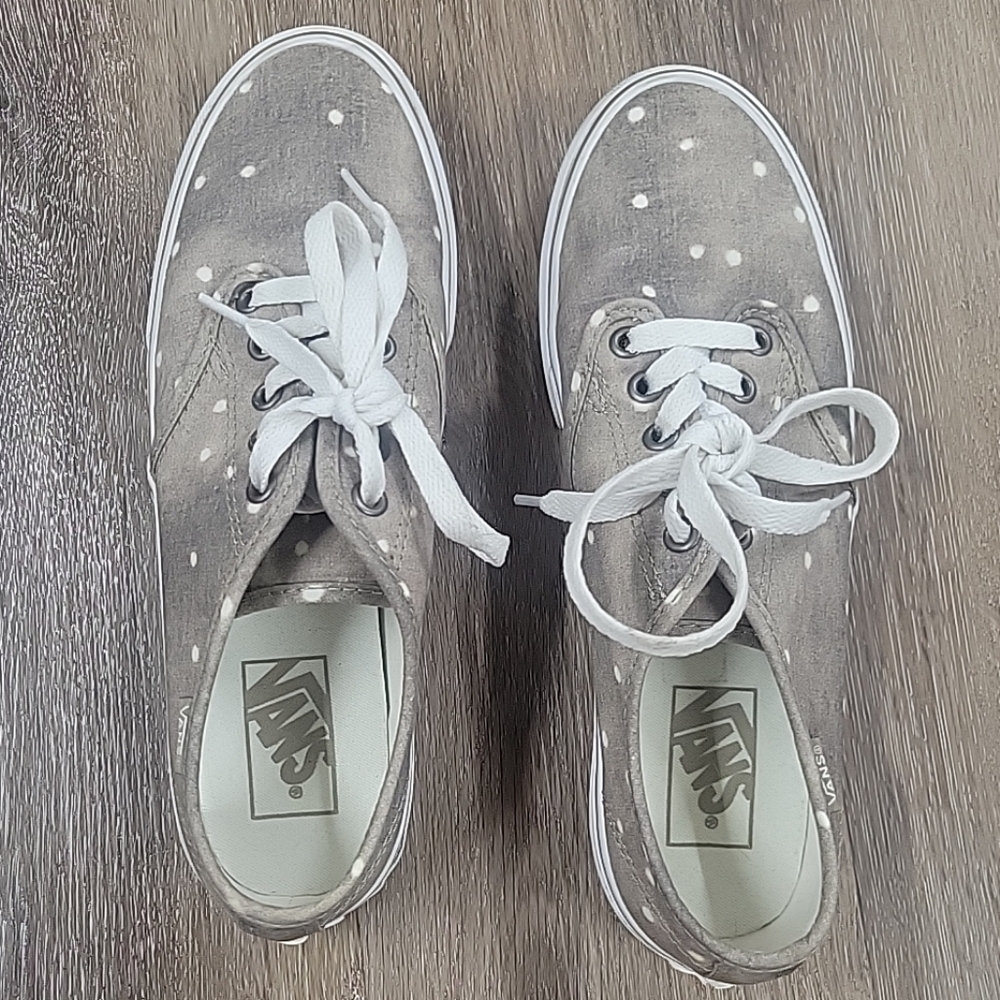 Vans Off The Wall Classic Gray White Polka Dot Shoes Size Womens 8